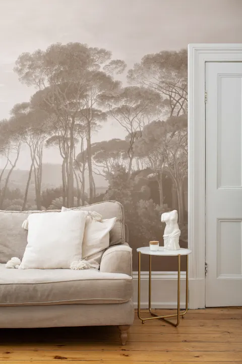 Beige Tivoli Forest Landscape Painting Mural