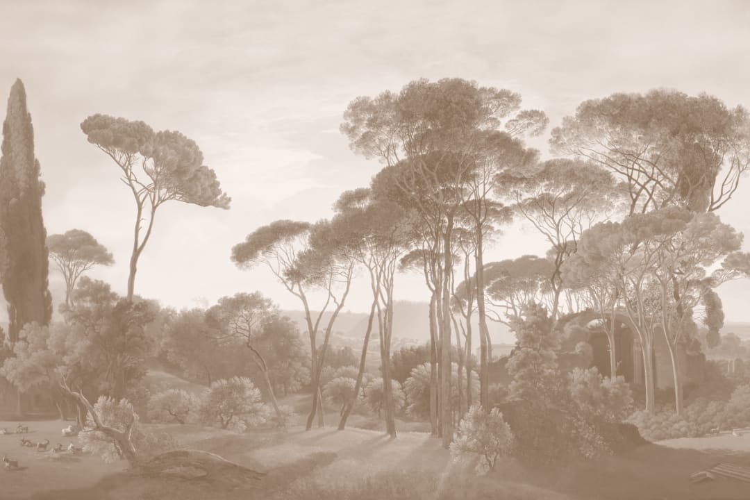 Beige Tivoli Forest Landscape Painting Mural