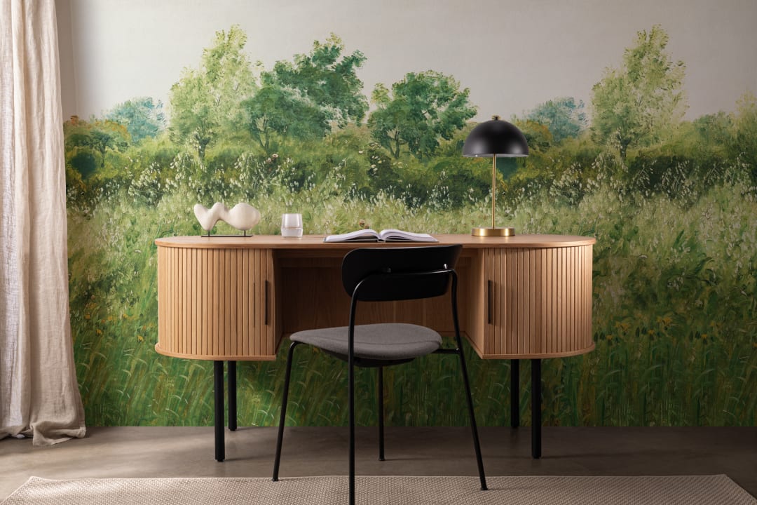 Green Summer Meadow Oil Painting Mural
