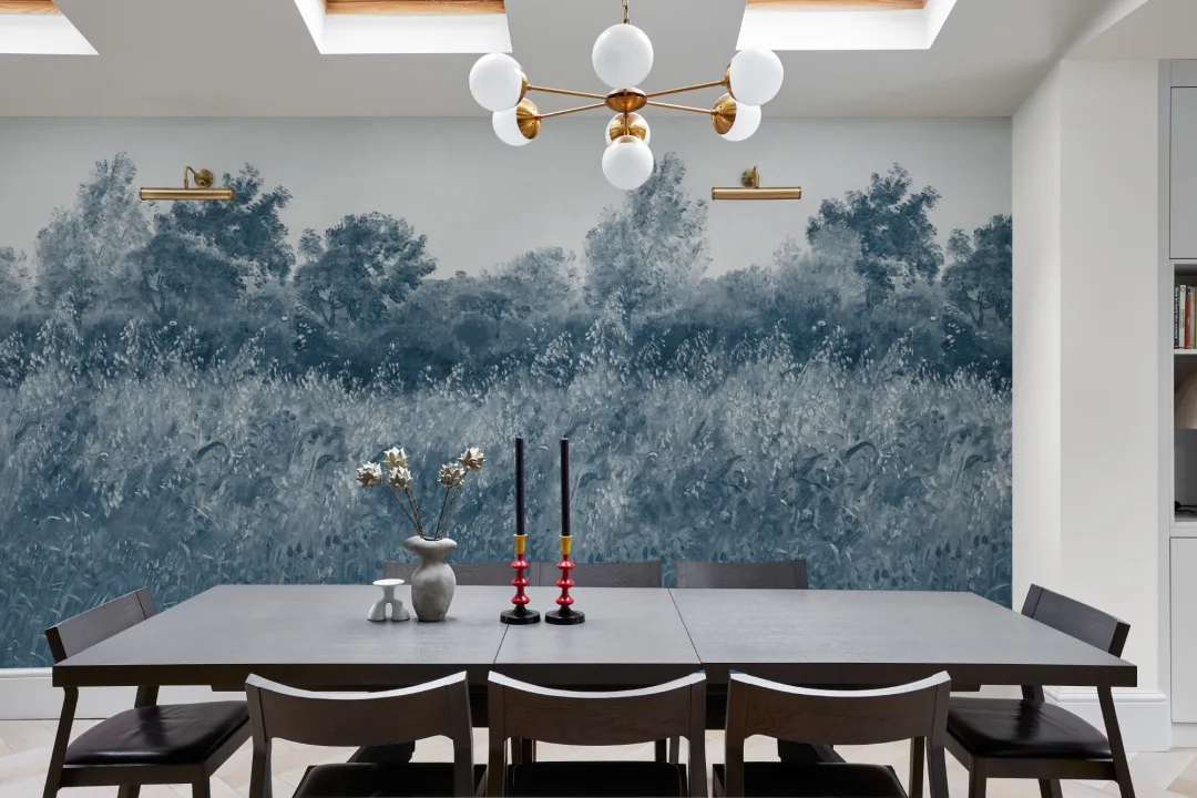 Blue Summer Meadow Oil Painting Mural