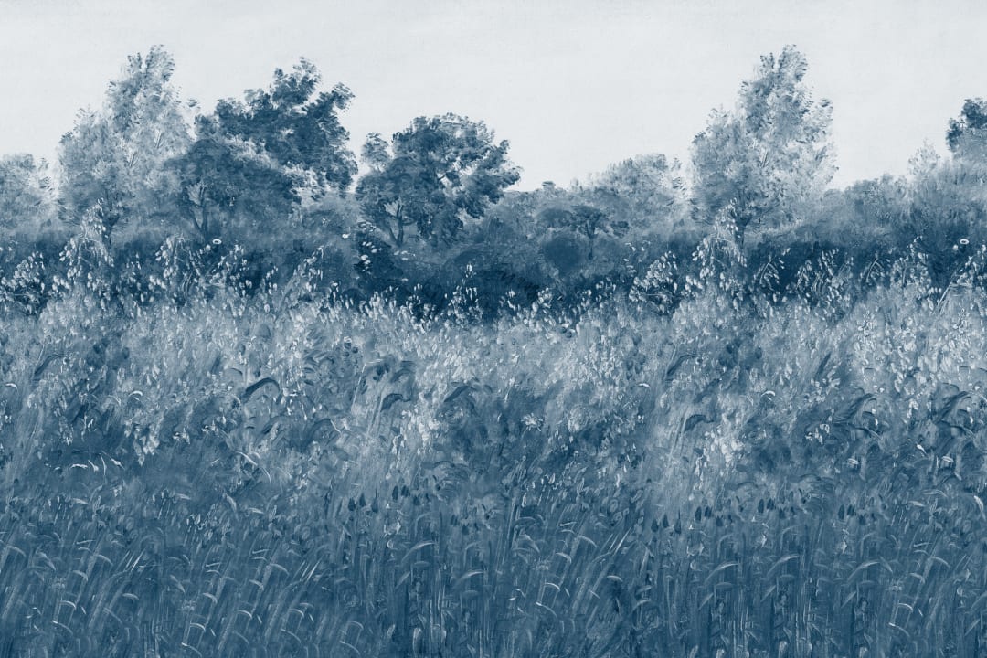Blue Summer Meadow Oil Painting Mural