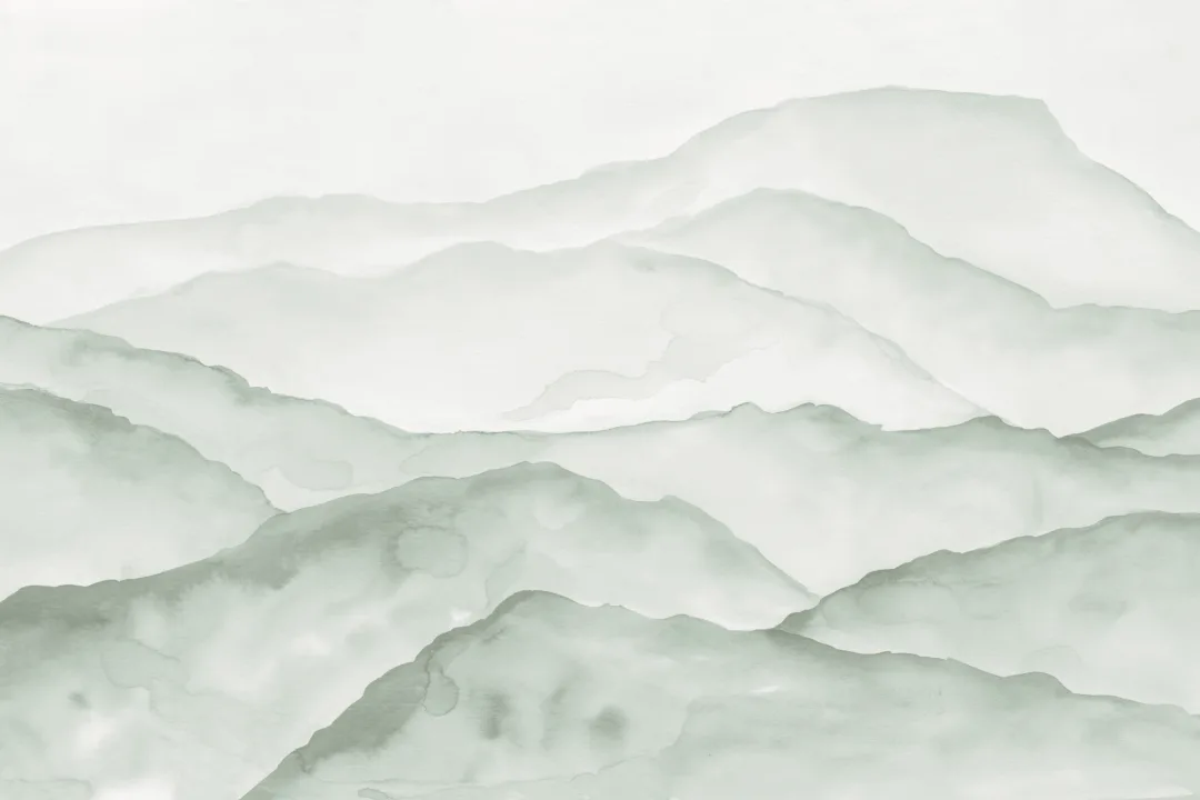Light Green Watercolor Mountains Mural