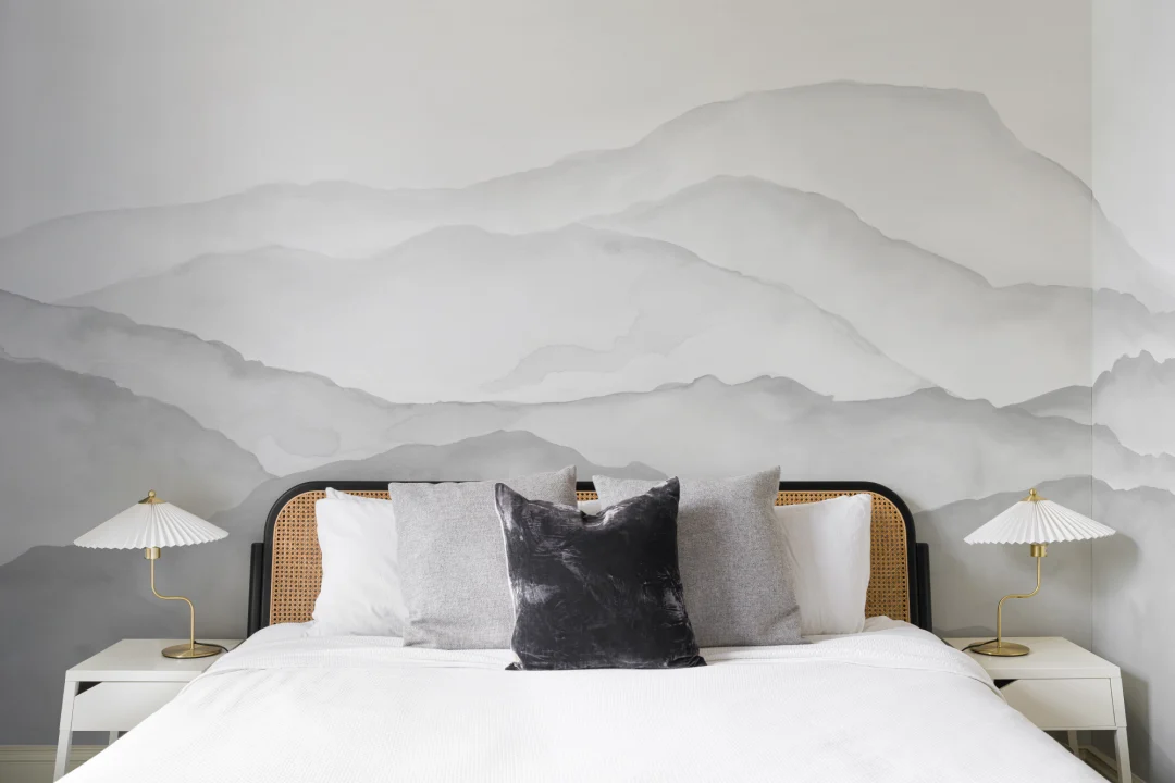 Light Gray Watercolor Mountain Mural