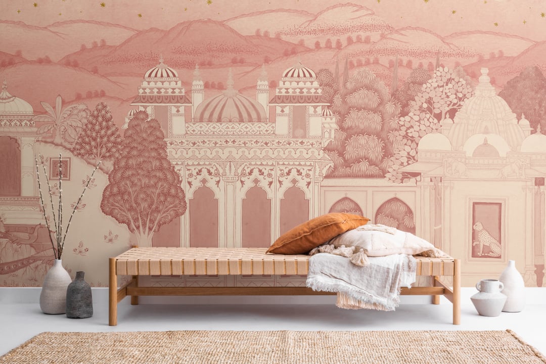 Pink Temple Valley Landscape Mural