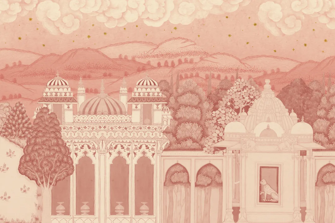Pink Temple Valley Landscape Mural