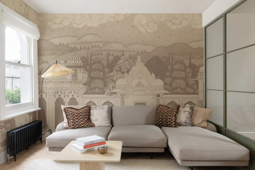 Neutral Temple Valley Landscape Mural