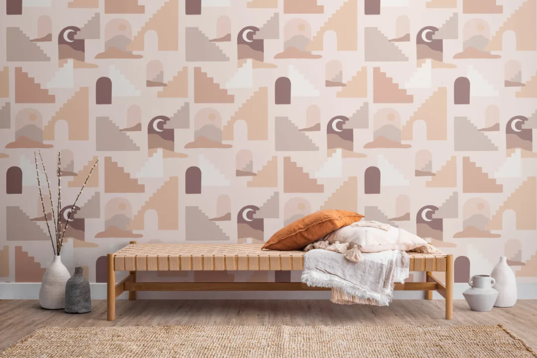 Neutral Desert Architecture Pattern Wallpaper Mural