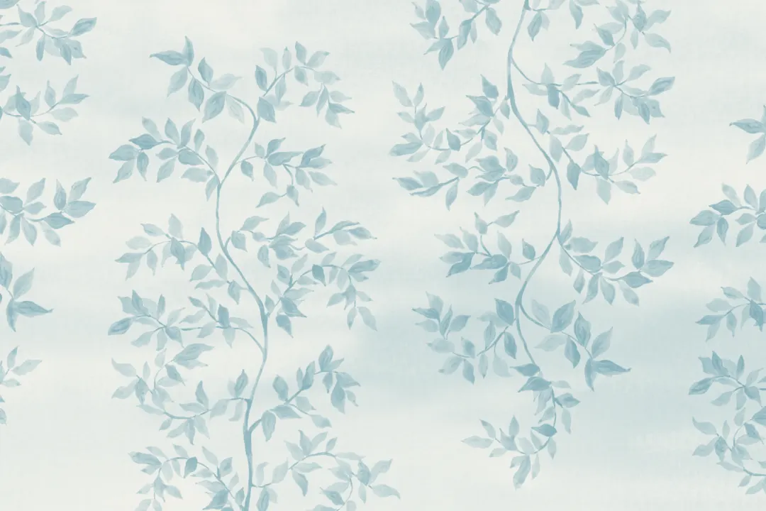 Blå botanisk bladdesign poetisk mural-tapeter