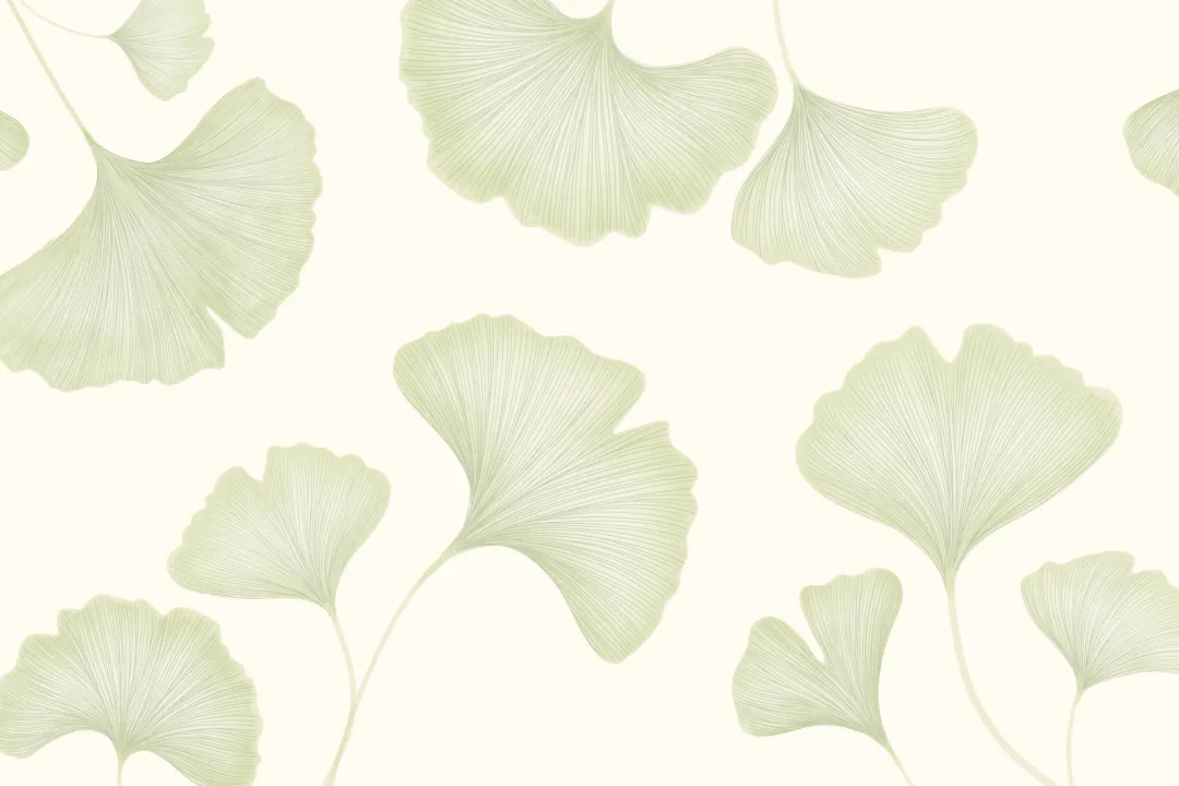 Green Ginkgo Leaf Mural