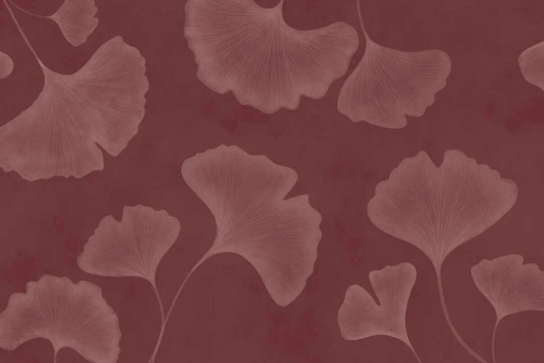 Papier peint panoramique de feuilles de ginkgo mauves
