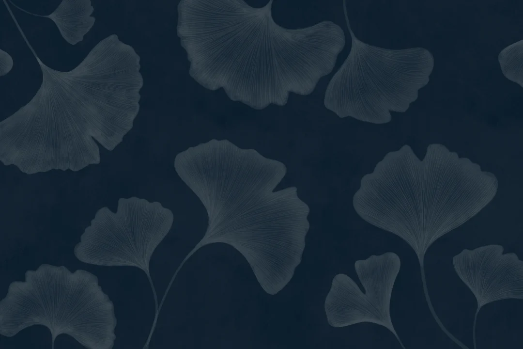 Navy Ginkgo Leaf Mural