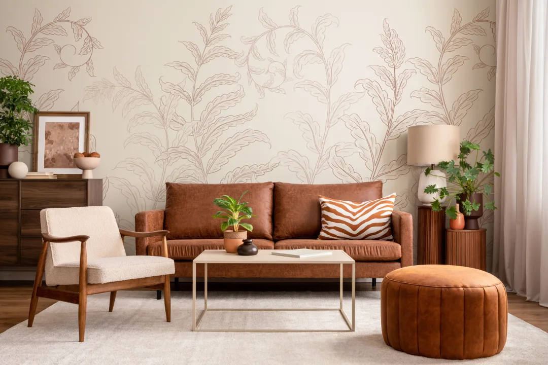 Terracotta Botanic Ferns murale