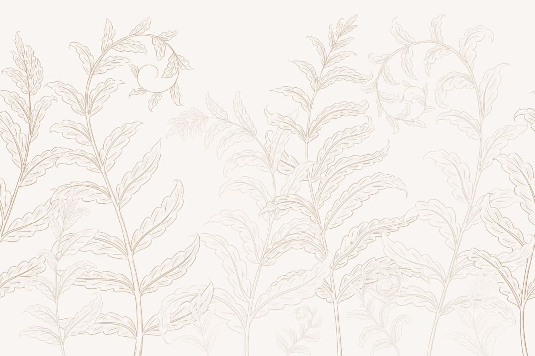 Neutral Botanical Ferns Mural
