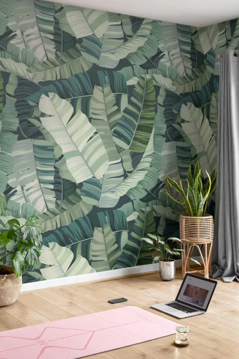 Mural Papel Pintado Hoja Tropical 3D Camuflaje
