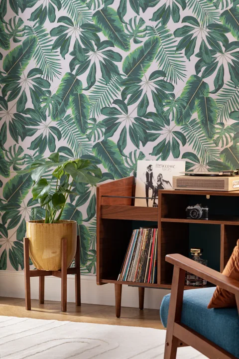 Mixed Tropical Leaves Wallpaper Mural