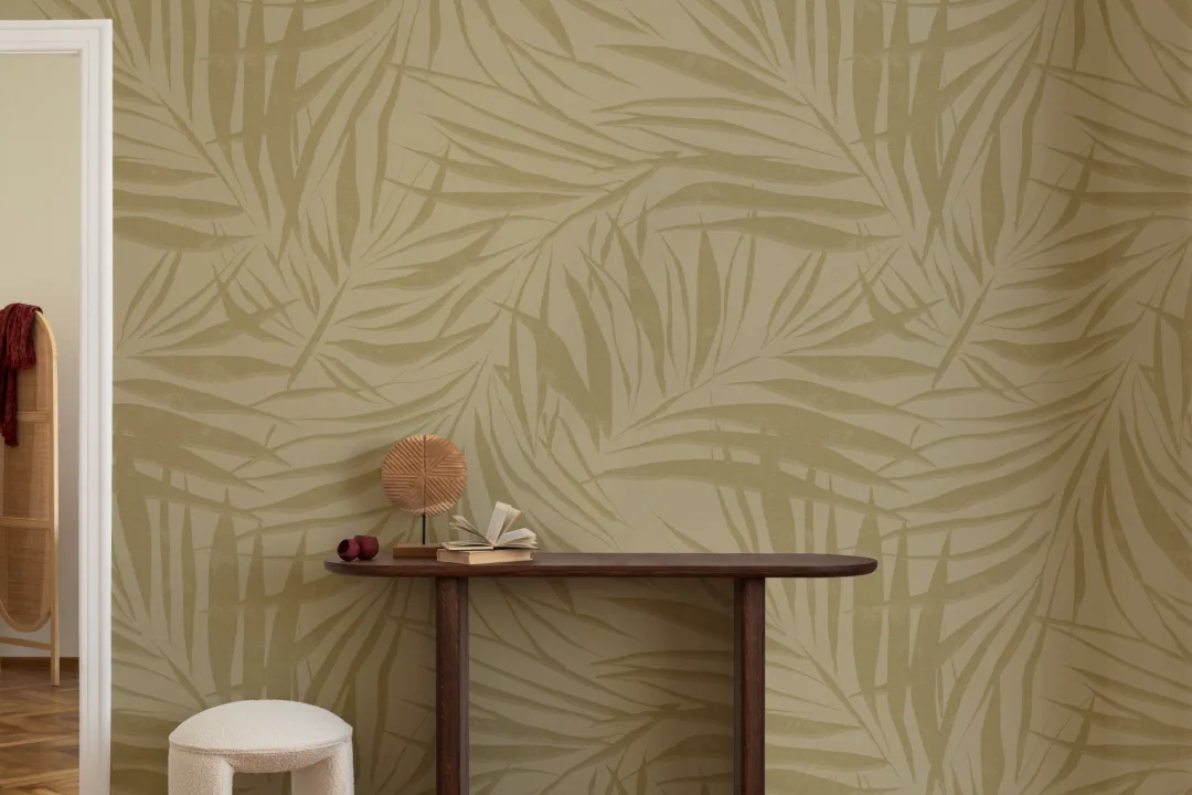 Sombra Green Subtle Palm Leaf Mural-tapeter med tropisk textur