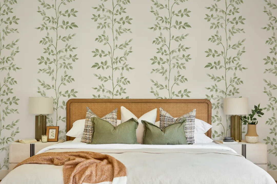 Green Leaf Pattern Botanical Wallpaper Mural
