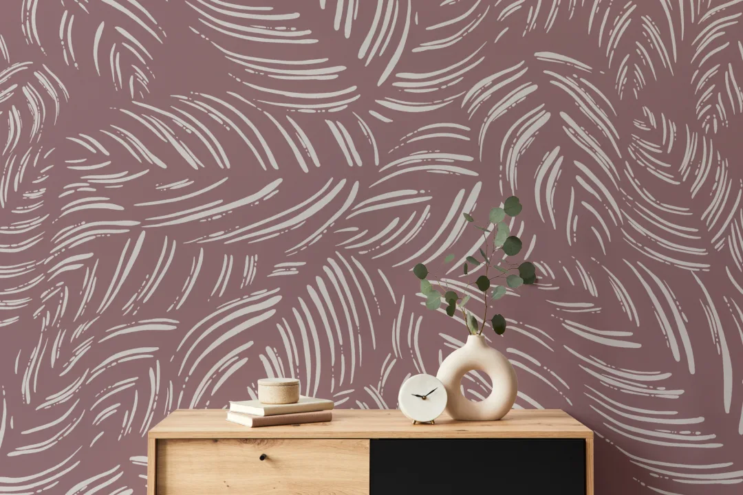 Murales de papel pintado modernos con patrón abstracto color mauve