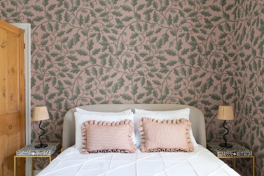 Pink Botanical Elegance Leaf Design Wallpaper Mural