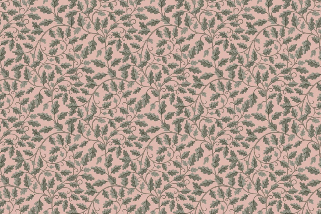 Pink Botanical Elegance Leaf Design Wallpaper Mural