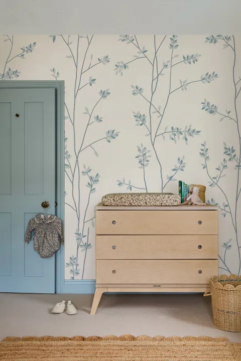 Murale cu model elegant de frunze botanice albastre