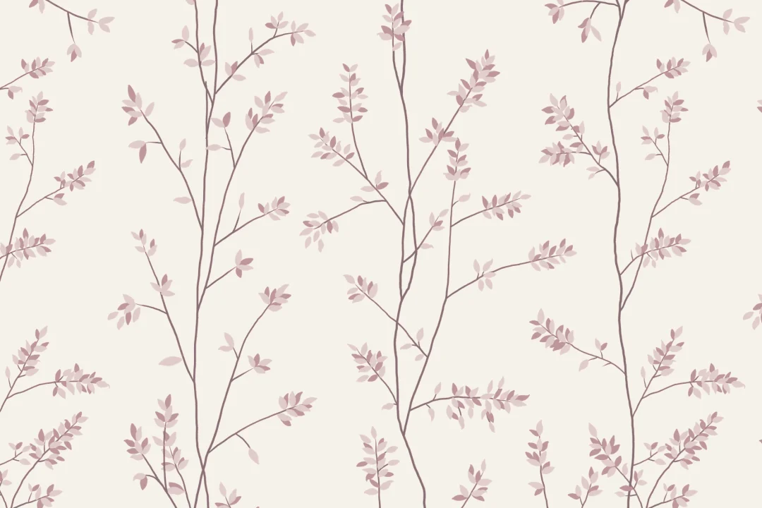 Soft Pink Botanical Charm Wallpaper Mural for Tranquil Spaces