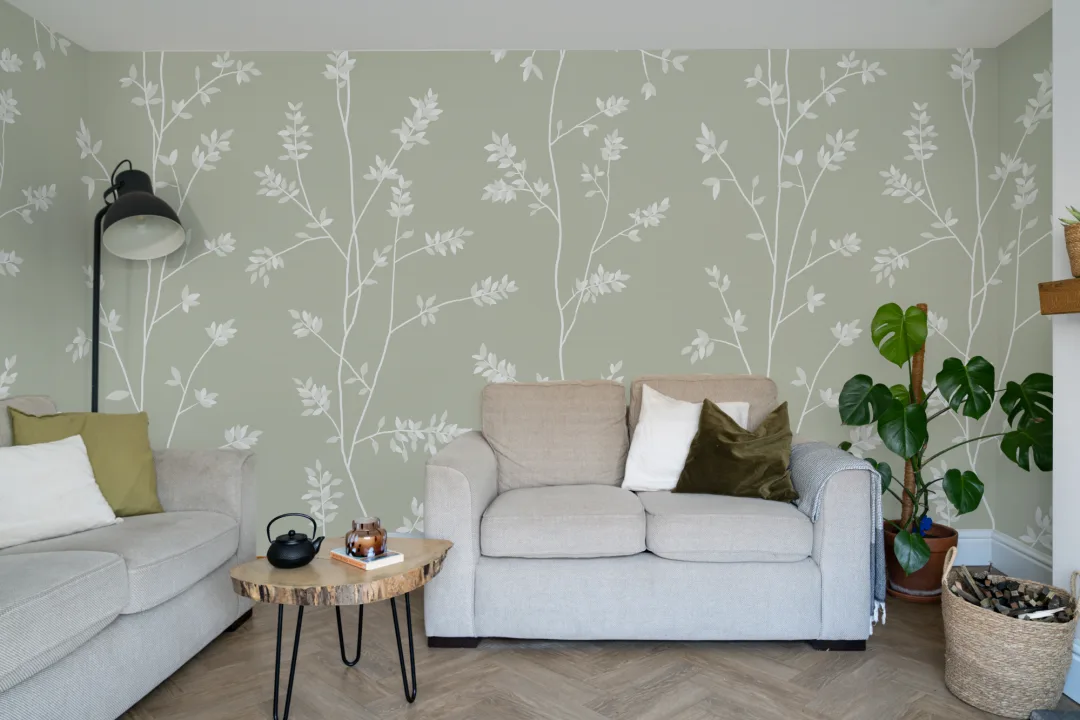 Zielona botaniczna fototapeta Serenity do spokojnych wnętrz