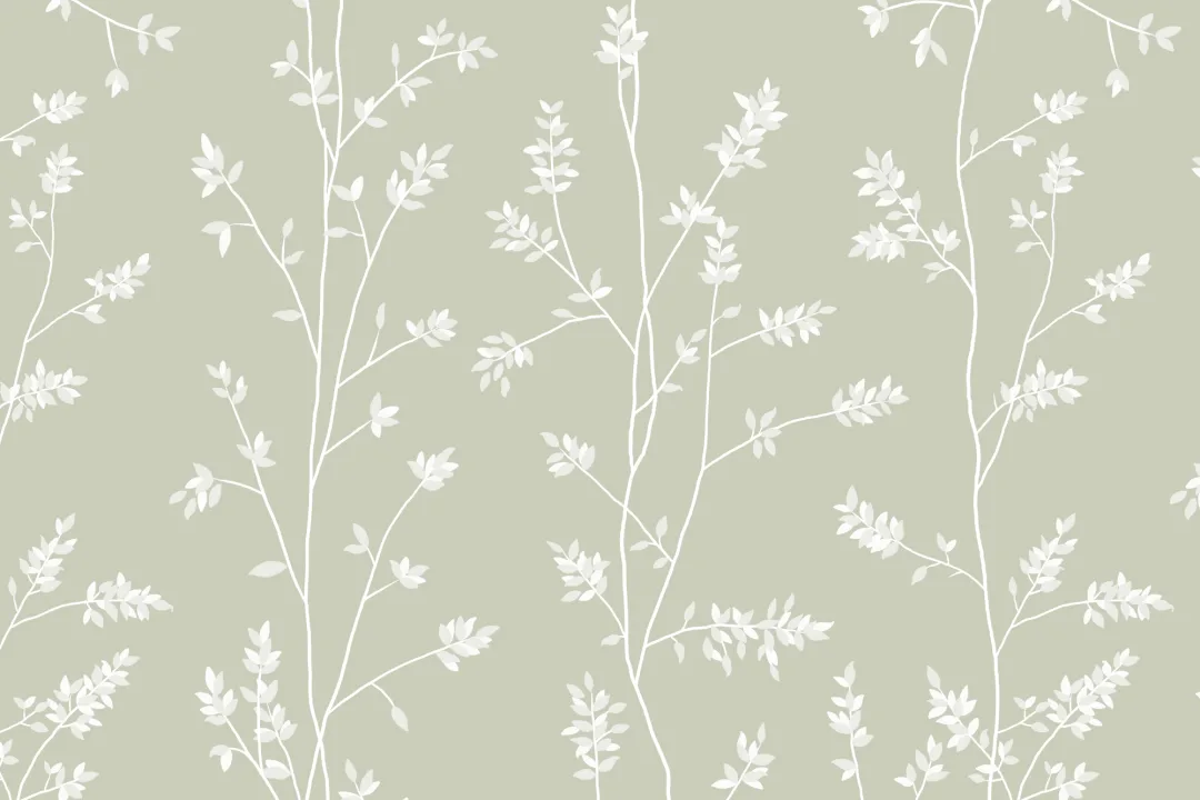 Green Botanical Serenity Wallpaper Mural for Tranquil Spaces