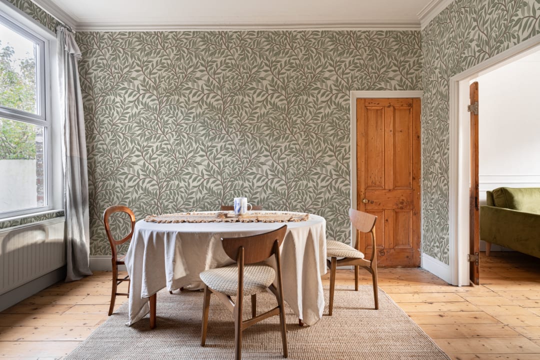 Grønn klassisk botanisk bladmønstret tapet fototapet