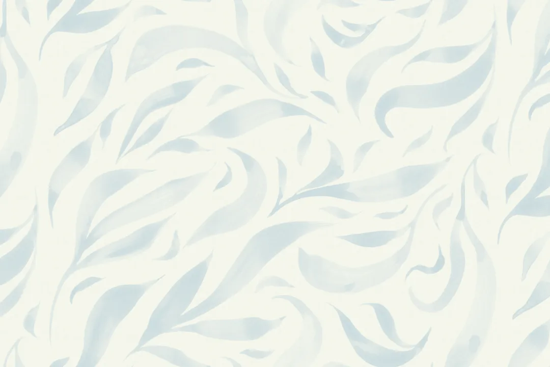 Blue Watercolor Floating Leaves Mural
