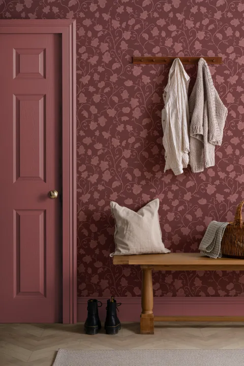 Papel pintado de Hiedra linda rosa