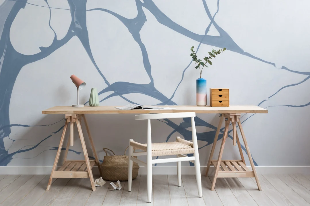 Pour Blue Marbled Wallpaper Mural