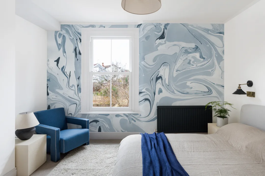 Drift Blue Marbled Wallpaper Mural