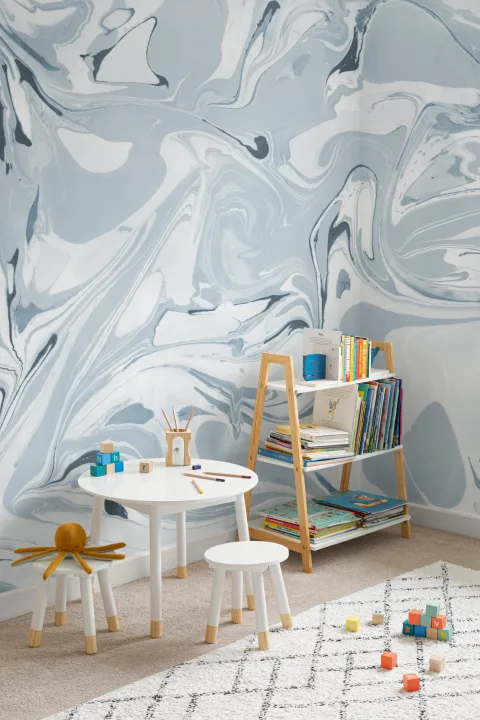 Drift Blue Marbled Wallpaper Mural