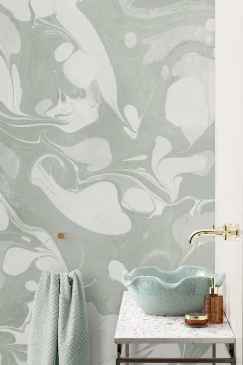 Swish Sage Marbled Wallpaper Mural