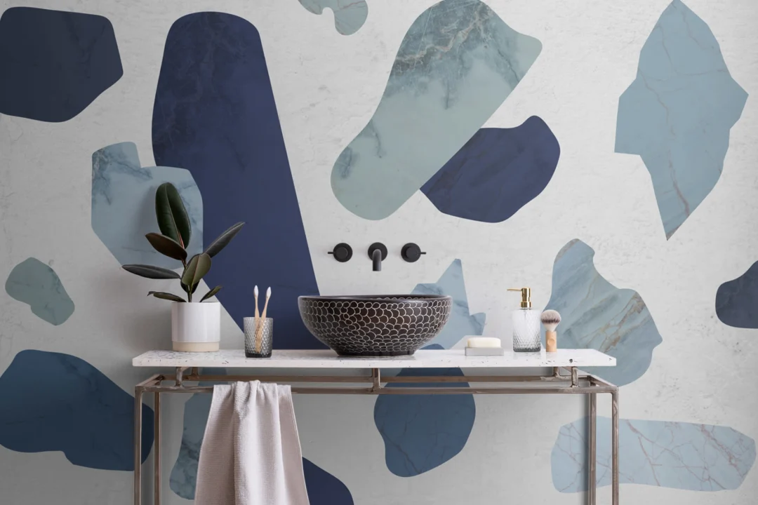 Blue Marble Terrazzo Wallpaper Mural