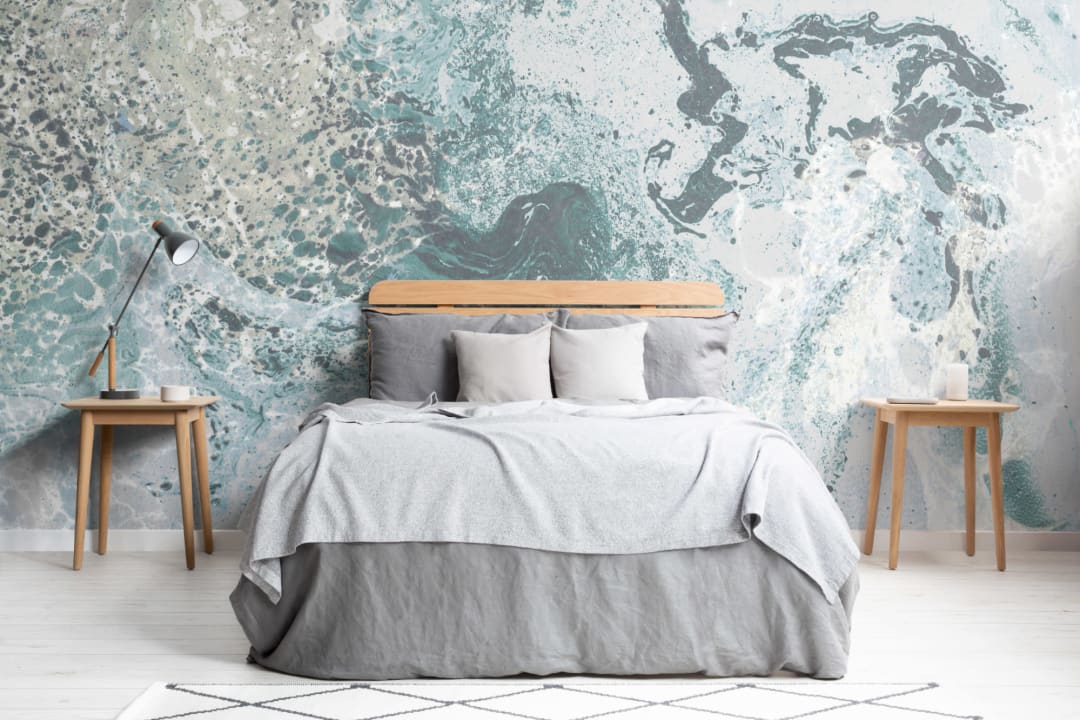 Teal, Blue & White Marble Wallpaper Mural