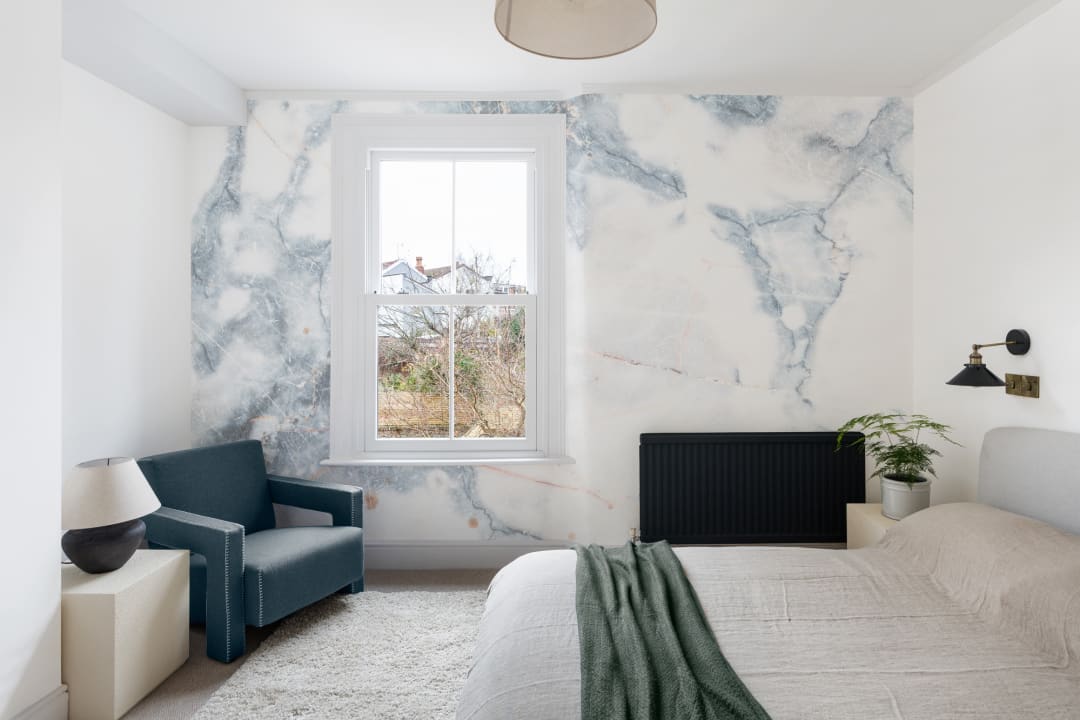 Deep Blue Clouded Marble Wallpaper Mural