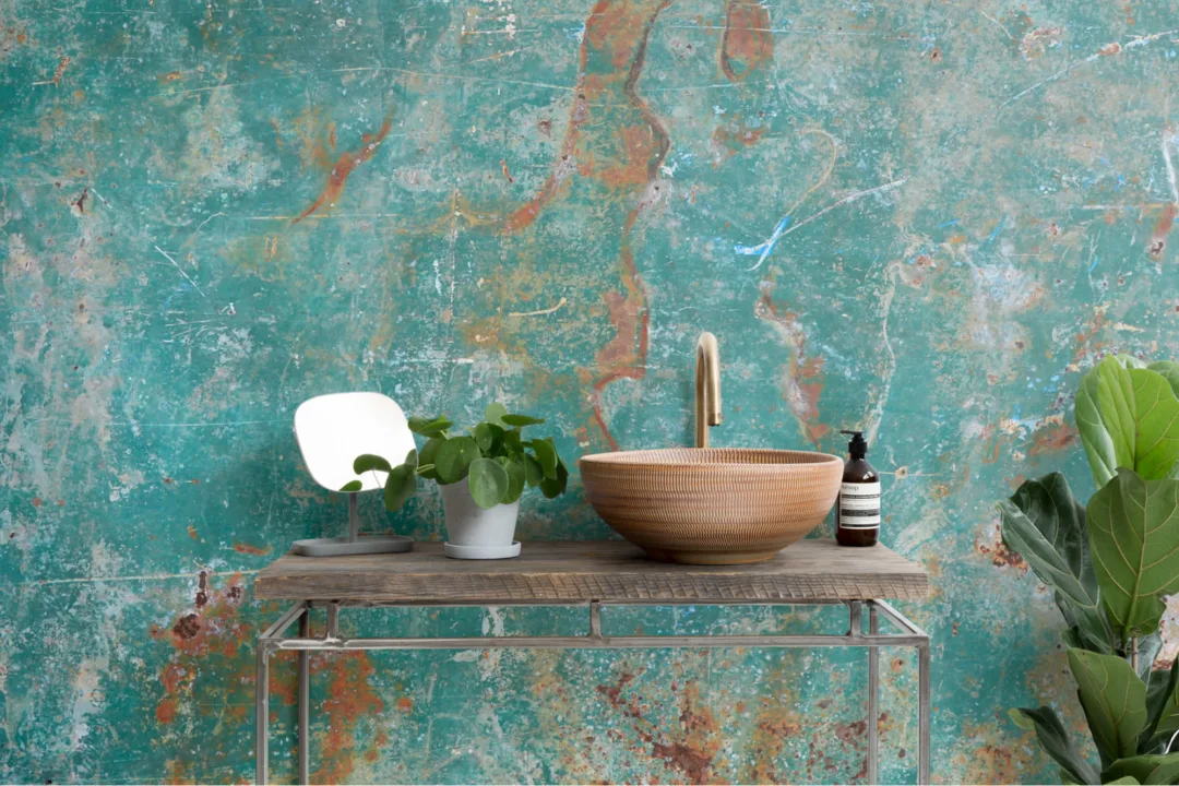 Teal Verdigris Wallpaper Mural