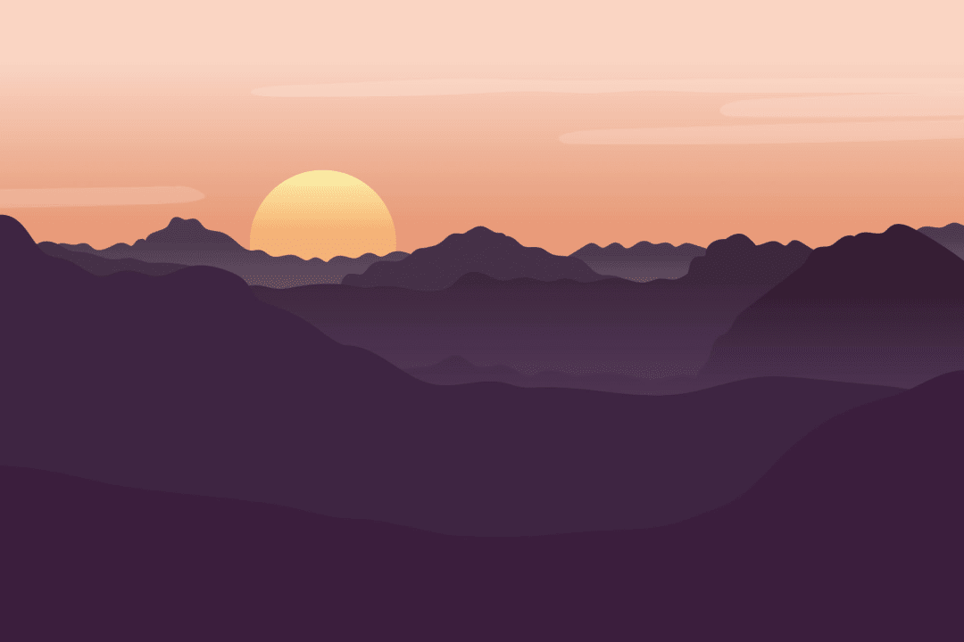 Red Illustrated Landscape Sunset Wallpaper Mural