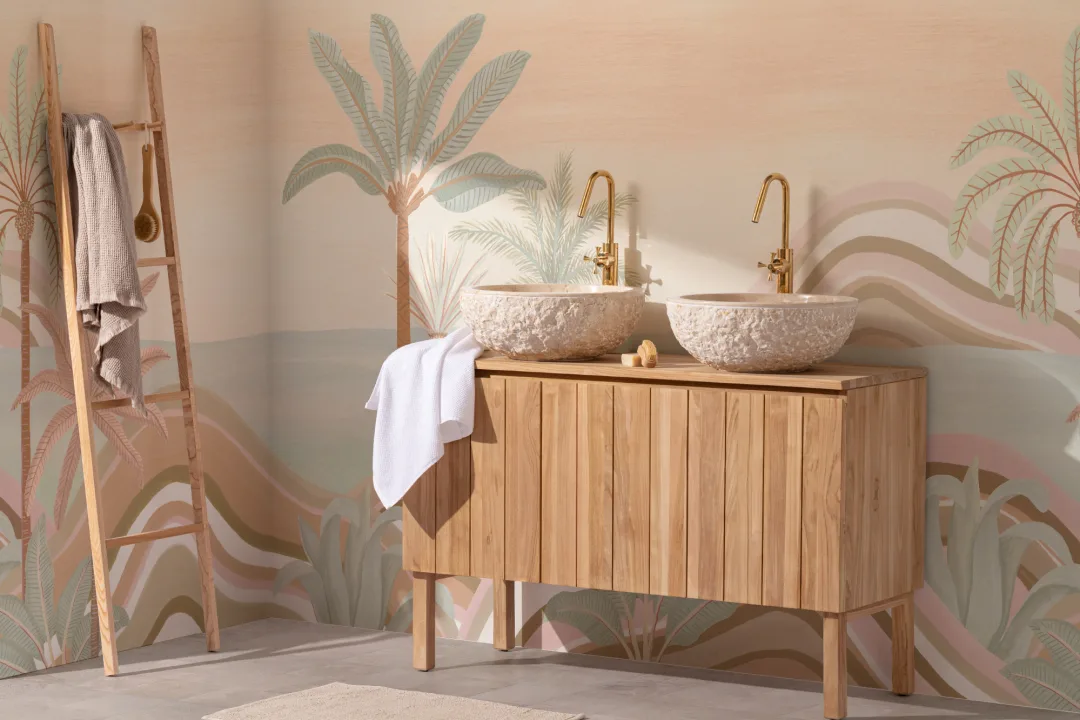 Mural de papel pintado con paisaje tropical