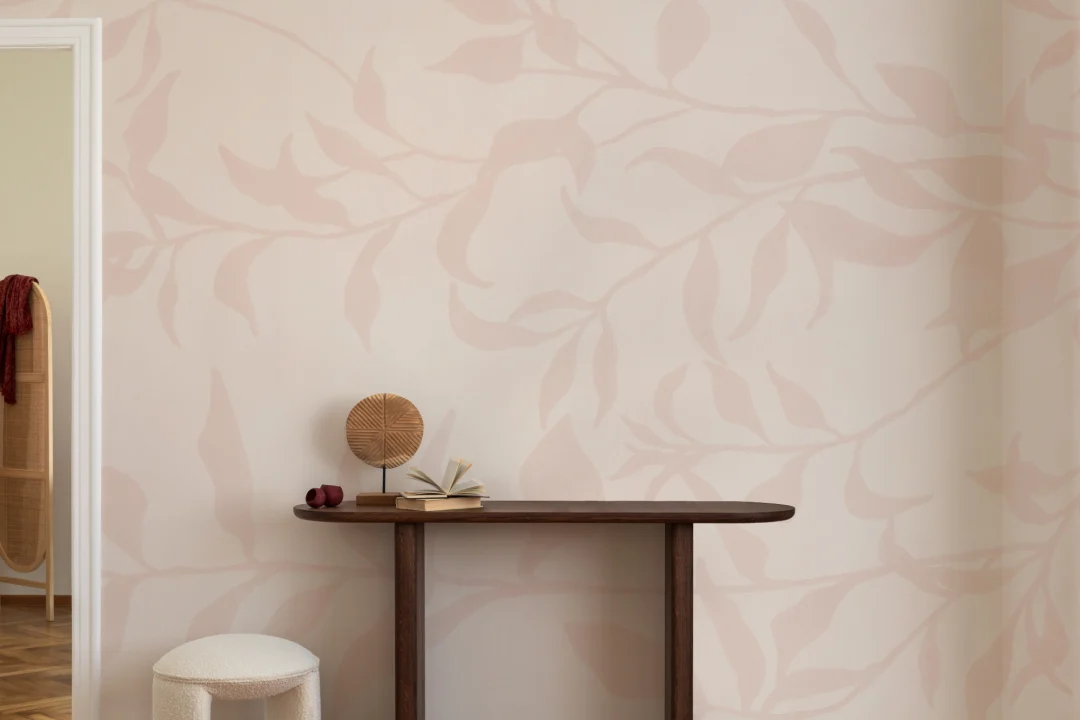 Pink Olive Tree Branch Mural
