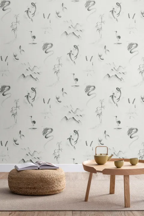 Traditional Chinese Monochrome Pattern Wallpaper Mural
