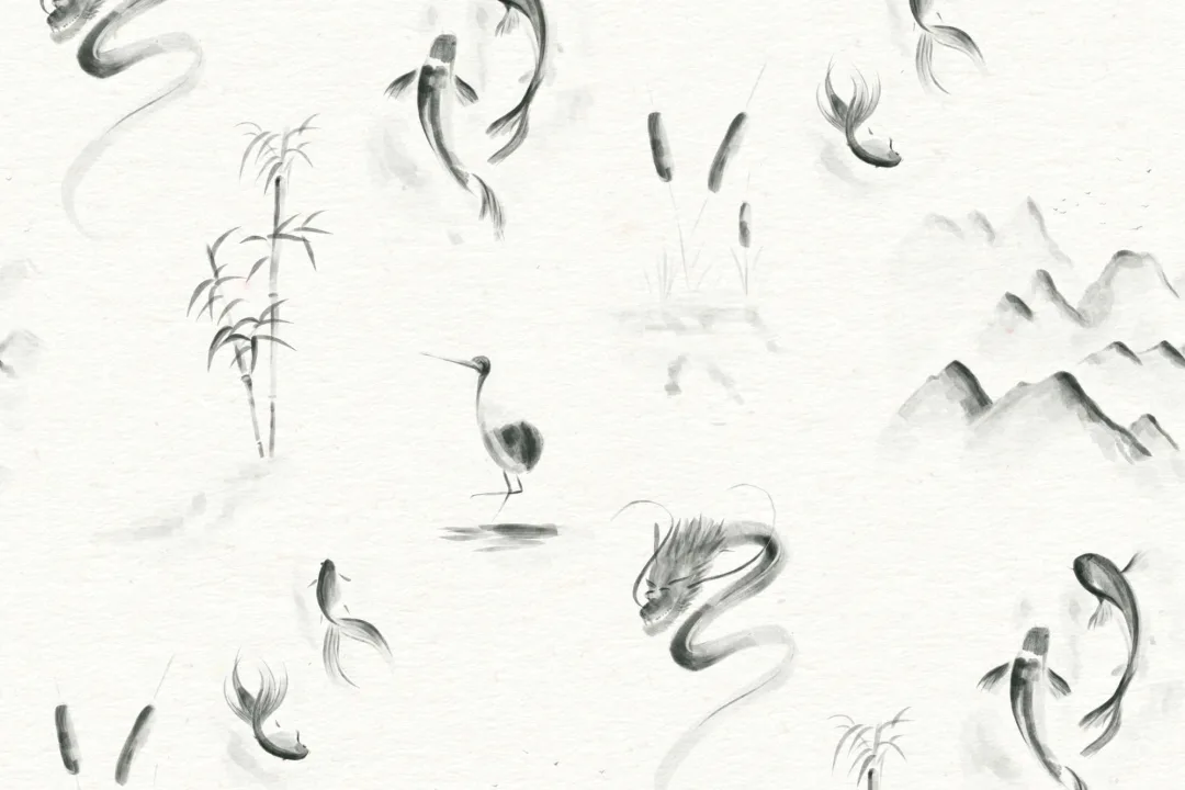 Traditional Chinese Monochrome Pattern Wallpaper Mural