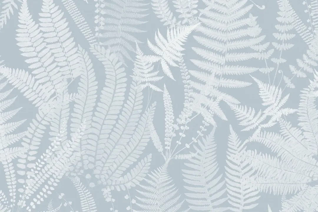 Light Blue Vintage Fern Illustrations Repeat Pattern Wallpaper