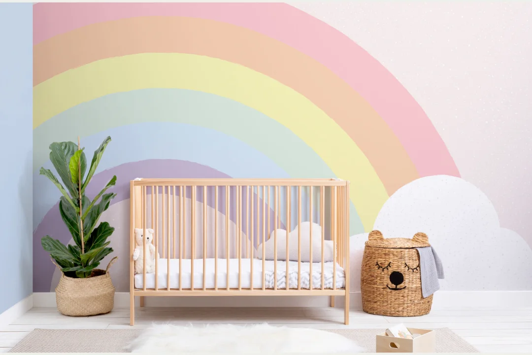 Kids Pastel Rainbow Mural Wallpaper