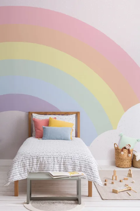 Kids Pastel Rainbow Mural Wallpaper