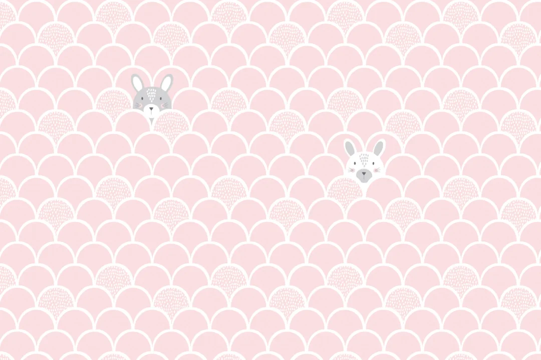 Kids Pink Pop Up Rabbits Wallpaper Mural