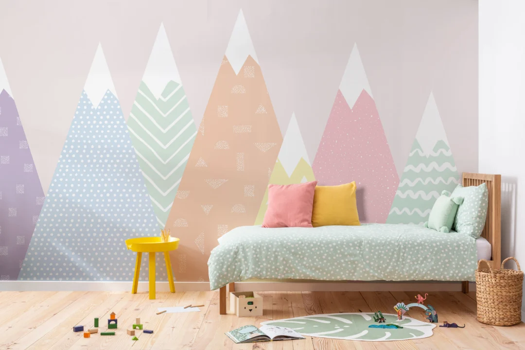 Kids Pastel Patterned Mountains Wallpaper Mural