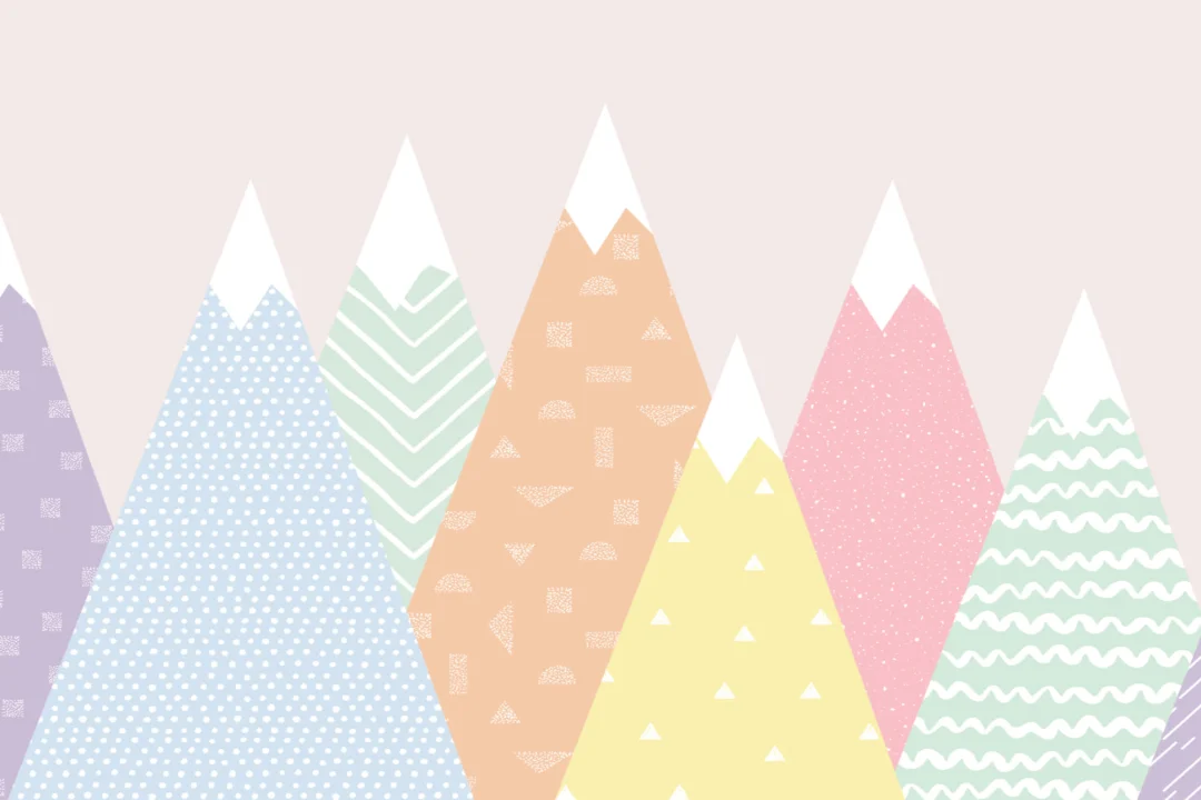 Kids Pastel Patterned Mountains Wallpaper Mural